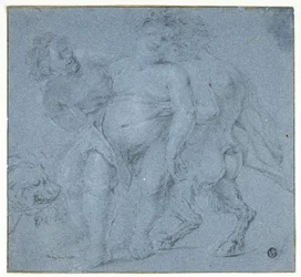 Silenus soutenu par deux satyres