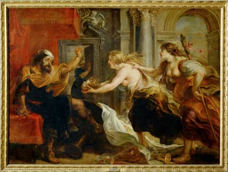 Le banquet de Tereus : Philomène et Procné offrent à Tereus la tête décapitée de son fils Il est (peinture sur toile)