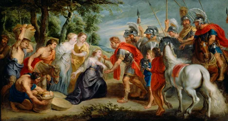 David rencontrant Abigail, c.1620-5