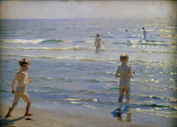Garçons se baignant. Soleil. Skagen