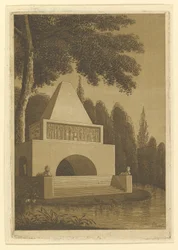 Monument du temple dans un parc sur un lac
