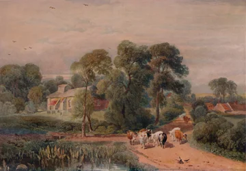 Scène de route avec du bétail, 19e siècle, 1935