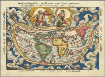 Carte de 1553 - Charta Cosmographica, Cum Ventorum Propria Natura et Operatione