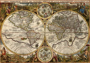 Orbis Terrarum Typus... (Carte du monde à double hémisphère)