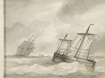 Voiliers sur une mer agitée