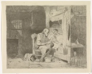 Vieil homme lisant à sa femme