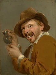 Goût : Un homme riant avec un verre retourné. De la série Personnifications des cinq sens, c.1635-66