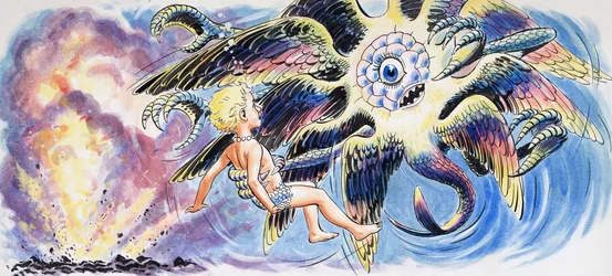 Monstre mythique, illustration tirée de "The Water Babies" de Charles Kingsley