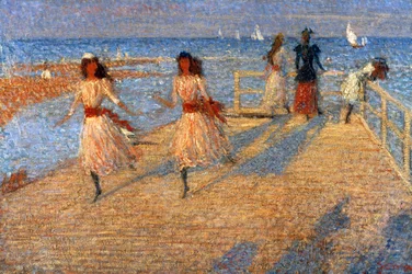 Filles courant, jetée de Walberswick, 1888-1894