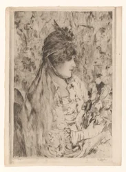 Femme avec un bouquet de fleurs