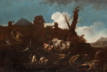Bétail dans un paysage italien