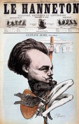 Gustave Doré. Dessinateur et peintre français (1832-1883). Caricature par Cattelain. Le Hanneton 1868
