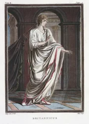 Britannicus, costume pour « Britannicus » de Jean Racine, tiré du volume II des « Recherches sur les costumes et le théâtre de toutes les nations », gravé par Pierre Michel Alix (1762-1817), 1802
