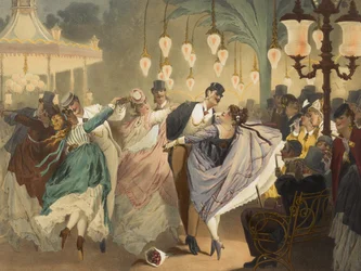 Musée des mœurs en actions : La valse à Mabille, gravé par Gustave Barry