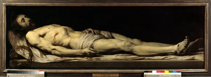 Le Christ mort sur son suaire, peinture de Philippe de Champaigne (1602-1674), XVIIe siècle, dimensions 0,68 x 1,97 m, Paris, Musée du Louvre