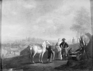 Dame et gentilhomme conversant