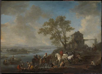 Étang à chevaux sur une rivière, vers 1662-1663 (huile sur panneau)
