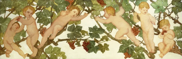 Putti folâtrant dans un vignoble