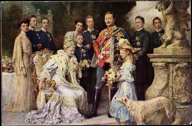 Artiste Ak Kaiser Wilhelm II, Auguste Viktoria, Viktoria Luise, Lévrier, Prusse