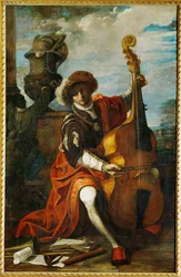 Jeune musicien avec une viole de gambe, peut-être le célèbre musicien de la Cappella Pontifica Bonaventura Argenti (peinture sur toile)