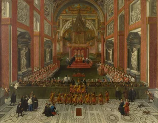 Benoît XIII présidant le synode provincial romain de 1725, Basilique Saint-Jean-de-Latran