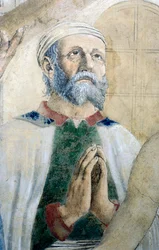 (Détail) de La Légende de la Vraie Croix montrant la découverte et la vérification de la Vraie Croix