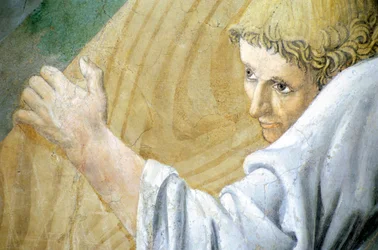 (Détail) de la Légende de la Vraie Croix montrant le transport du Bois Sacré, par Piero della Francesca