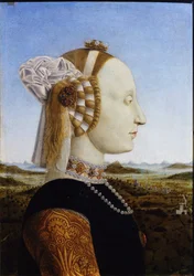 Portrait de Battista Sforza, tiré des portraits jumelés de Federico da Montefeltro et de sa femme, le duc et la duchesse d