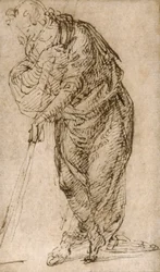 Figure debout appuyée sur un bâton, vers 1510