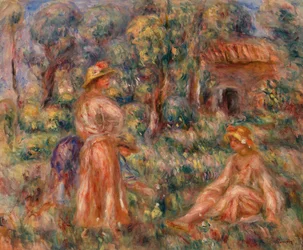 Jeunes filles dans un paysage