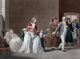 Séparation du roi Louis XVI de France (1754-1793) de sa famille. Paris, prison du Temple, le 20 janvier