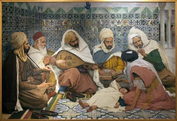 Exorcisme : musiciens arabes chassant les djinns du corps d