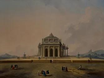 Études architecturales fantastiques avec des figures