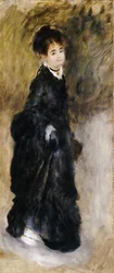 Une jeune femme, en pied, tenant sa jupe, 1877