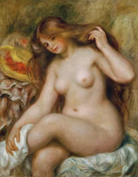 Baigneuse aux cheveux blonds et lâchés