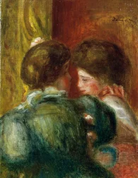 Deux tetes de femmes ou La Loge. Peinture de Pierre Auguste Renoir (Pierre-Auguste) (1841-1919). Huile sur toile. Collection privee