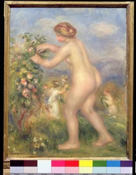 Nu féminin cueillant des fleurs