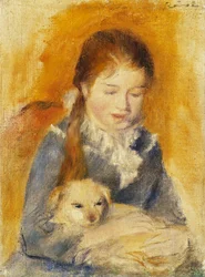 Fillette au chien, vers 1875