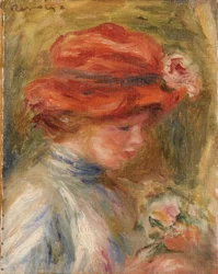 Jeune femme au chapeau rouge