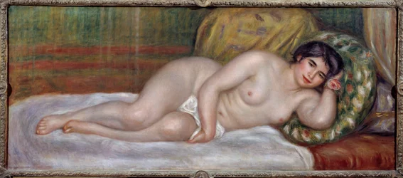 Femme nue (Gabrielle). Gabrielle Renard (1879-1959) était la nourrice de Jean Renoir (1894-1979), fils du peintre. Peinture de Pierre Auguste Renoir (1841-1919) 1907