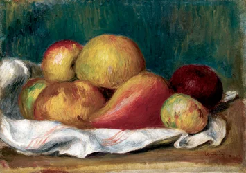 Nature morte aux pommes et au poire. Peinture de Pierre Auguste Renoir (Pierre-Auguste Renoir