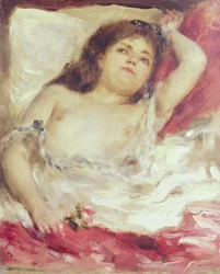 Femme semi-nue au lit : La rose, avant 1872
