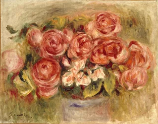 Nature morte de roses dans un vase, années 1880 et 1890