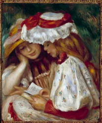 Deux jeunes filles lisant. Peinture par Pierre Auguste Renoir (1841-1919)