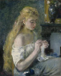 Femme crochetant, vers 1875