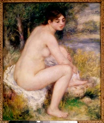 Femme nue dans un paysage. Peinture par Pierre-Auguste Renoir (1841-1919) 1883. Paris, Musée d