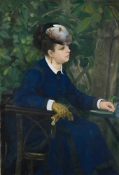 Femme dans un jardin Femme avec un chapeau de mouette