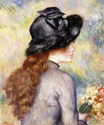 Jeune fille tenant un bouquet de tulipes, vers 1878