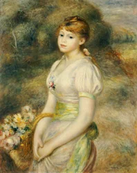 Jeune fille avec un panier de fleurs