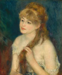 Jeune femme tressant ses cheveux, 1876